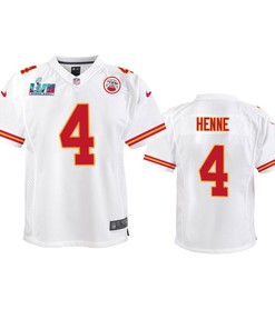 Chad Henne 4 Kansas City Chiefs Super Bowl LVII Game Jersey - Youth White