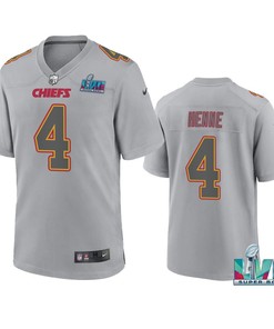 Chad Henne 4 Kansas City Chiefs Super Bowl LVII Patch Atmosphere Fashion Game Jersey - Gray