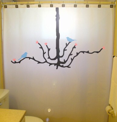 Chandelier Bird Shower Curtain, Home Bathroom Decor