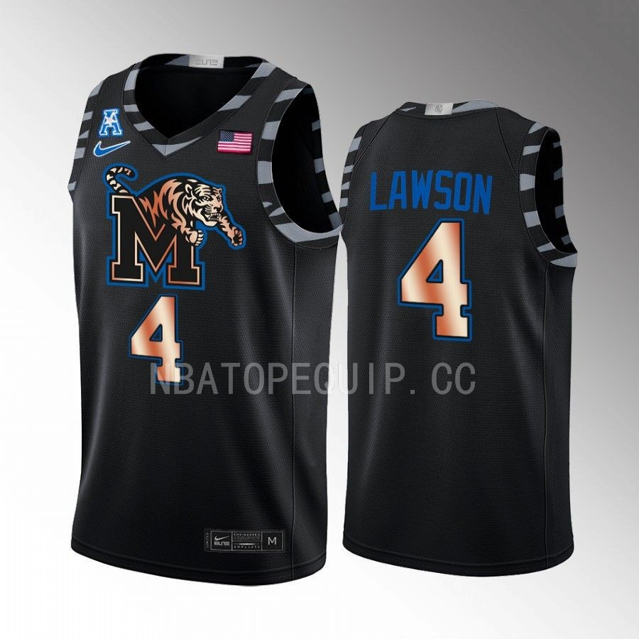 Chandler Lawson 4 Memphis Tigers Black Jersey Copper College Basketball