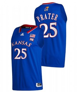 Chandler Prater 25 Kansas Jayhawks 2022 Basketball Men Jersey - Blue