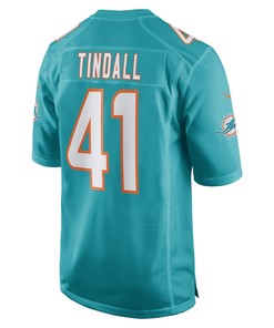 Channing Tindall Miami Dolphins Game Player Jersey - Aqua
