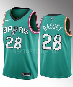 Charles Bassey 28 2022-23 San Antonio Spurs Teal City Edition Men Jersey Swingman