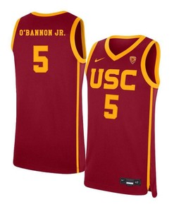 Charles OBannon Jr. 5 USC Trojans Elite Basketball Men Jersey - Red