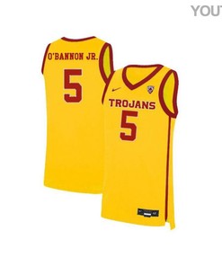 Charles OBannon Jr. 5 USC Trojans Elite Basketball Youth Jersey - Yellow