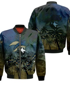 Charleston Southern Buccaneers Bomber Jacket Coconut Tree Tropical Grunge - NCAA