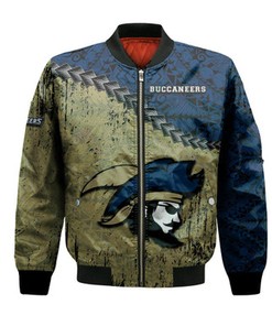 Charleston Southern Buccaneers Bomber Jacket Grunge Polynesian Tattoo- NCAA