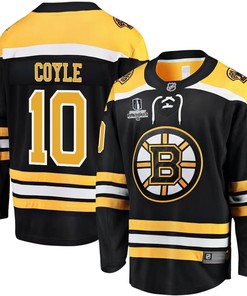 Charlie Coyle 10 Boston Bruins Stanley Cup 2023 Playoffs Patch Home Breakaway Men Jersey - Black