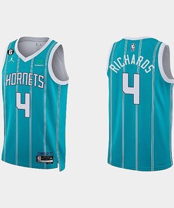 Charlotte Hornets 4 Nick Richards 2022-23 Icon Edition Teal Men Jersey