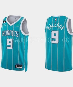 Charlotte Hornets 9 Theo Maledon 2022-23 Icon Edition Teal Men Jersey