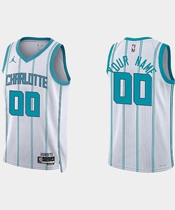 Charlotte Hornets Custom 00 2022-23 Association Edition White Men Jersey Swingman