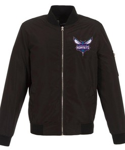 Charlotte Hornets JH Design Lightweight Nylon Full-Zip Bomber Jacket - Black