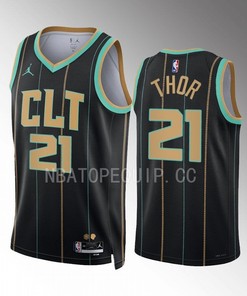 Charlotte Hornets JT Thor 21 2022-23 City Edition Black Jersey Swingman