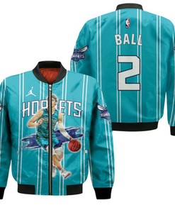 Charlotte Hornets LaMelo Ball 2 Great Player 2020 NBA Aqua Gift For Hornets Fans Bomber Jacket