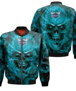 Charlotte Hornets Nba Fans Skull Bomber Jacket Model 1062