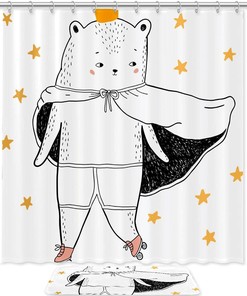 Charming Bear Animal Shower Curtain for Your Bathroom