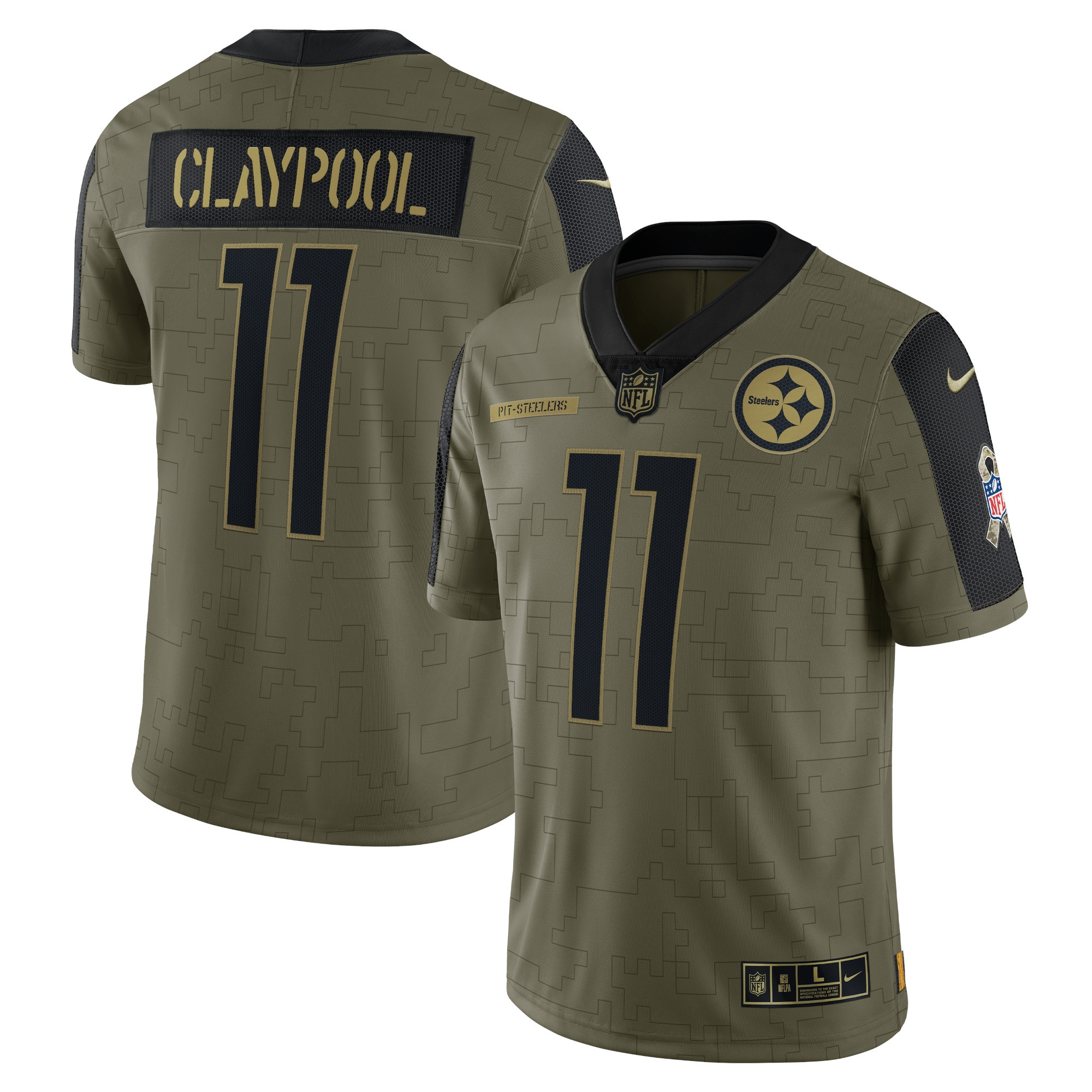 Chase Claypool Pittsburgh Steelers 2021 Salute To Service Limited Player Jersey - Olive Nfl