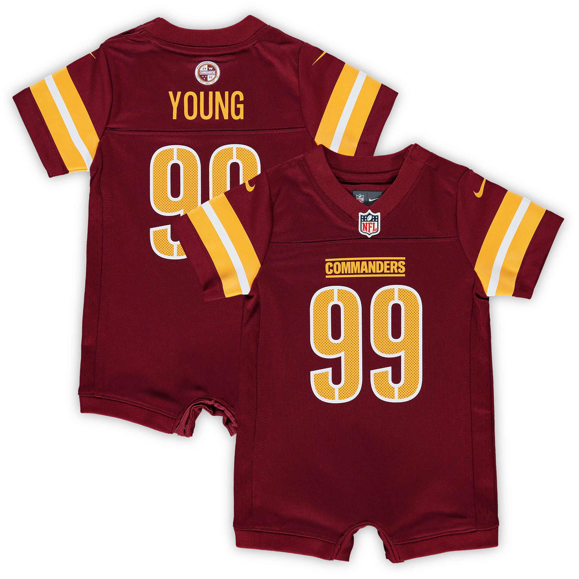 Chase Young Washington Commanders Newborn & Infant Game Romper Jersey - Burgundy Nfl