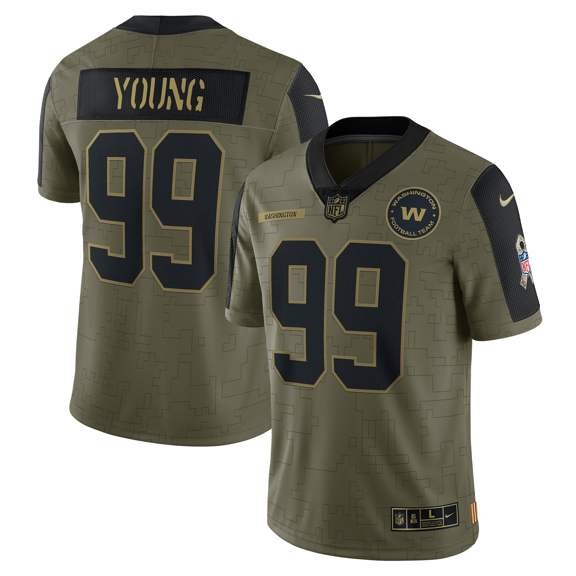 Chase Young Washington Football Team 2021 Salute To Service Limited Player Jersey - Olive Nfl