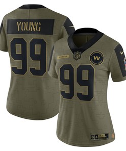 Chase Young Washington Football Team Womens 2021 Salute To Service Limited Player Jersey - Olive Nfl
