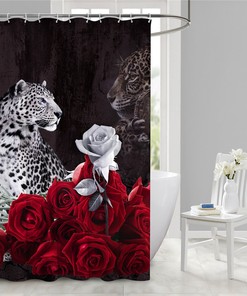 Cheetah Leopard Rose Flower Shower Curtain for a Sophisticated Bathroom Decor