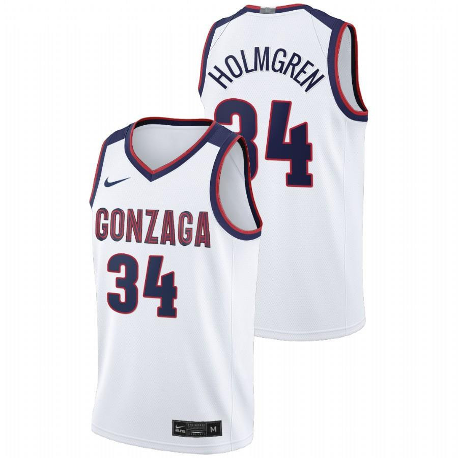 Chet Holmgren 34 Gonzaga Bulldogs 2022 Draft Top Prospect Home Men Jersey - White