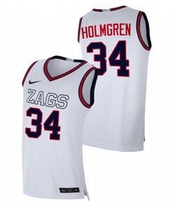 Chet Holmgren 34 Gonzaga Bulldogs 2022 Draft Top Prospect Men Jersey - White