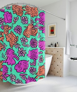 Chic Boho Flower Shower Curtain - Abstract Art with Natural Flair 