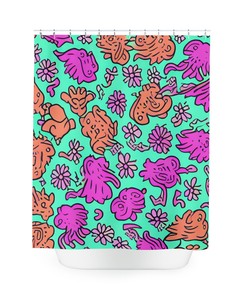 Chic Boho Flower Shower Curtain - Abstract Art with Natural Flair