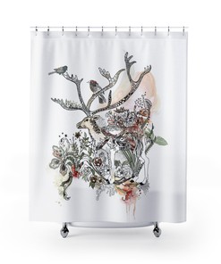 Chic Boho Shower Curtain with Deer Theme for Stylish Bathroom Decor