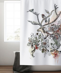 Chic Boho Shower Curtain with Deer Theme for Stylish Bathroom Decor