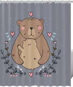 Chic and Modern Shower Curtain with Bear Print