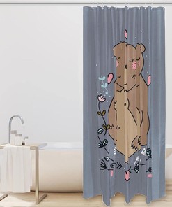 Chic and Modern Shower Curtain with Bear Print