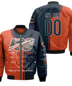 Chicago Bears 100 Years Of Bears Thank You For The Memories Signed Gift With Custom Name Number For Bears Fans Bomber Jacket
