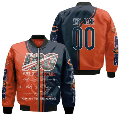 Chicago Bears 100 Years Of Bears Thank You For The Memories Signed Gift With Custom Name Number For Bears Fans Bomber Jacket