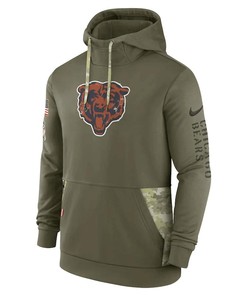 Chicago Bears 2022 Salute to Service Therma Performance Pullover Hoodie - Olive, Men