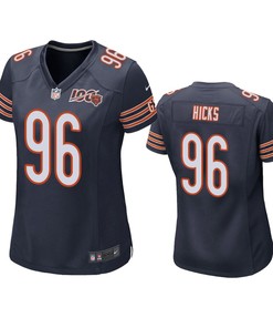 Chicago Bears Akiem Hicks Navy 100th Season Game Jersey - Womens