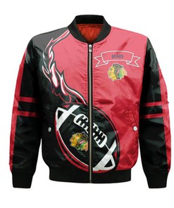Chicago Bears Bomber Jacket Flame Ball - NFL