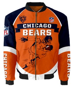 Chicago Bears Bomber Jacket Graphic Running men gift for fans