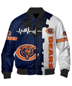 Chicago Bears Bomber Jacket graphic heart ECG line