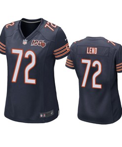 Chicago Bears Charles Leno Navy 100th Season Game Jersey - Womens
