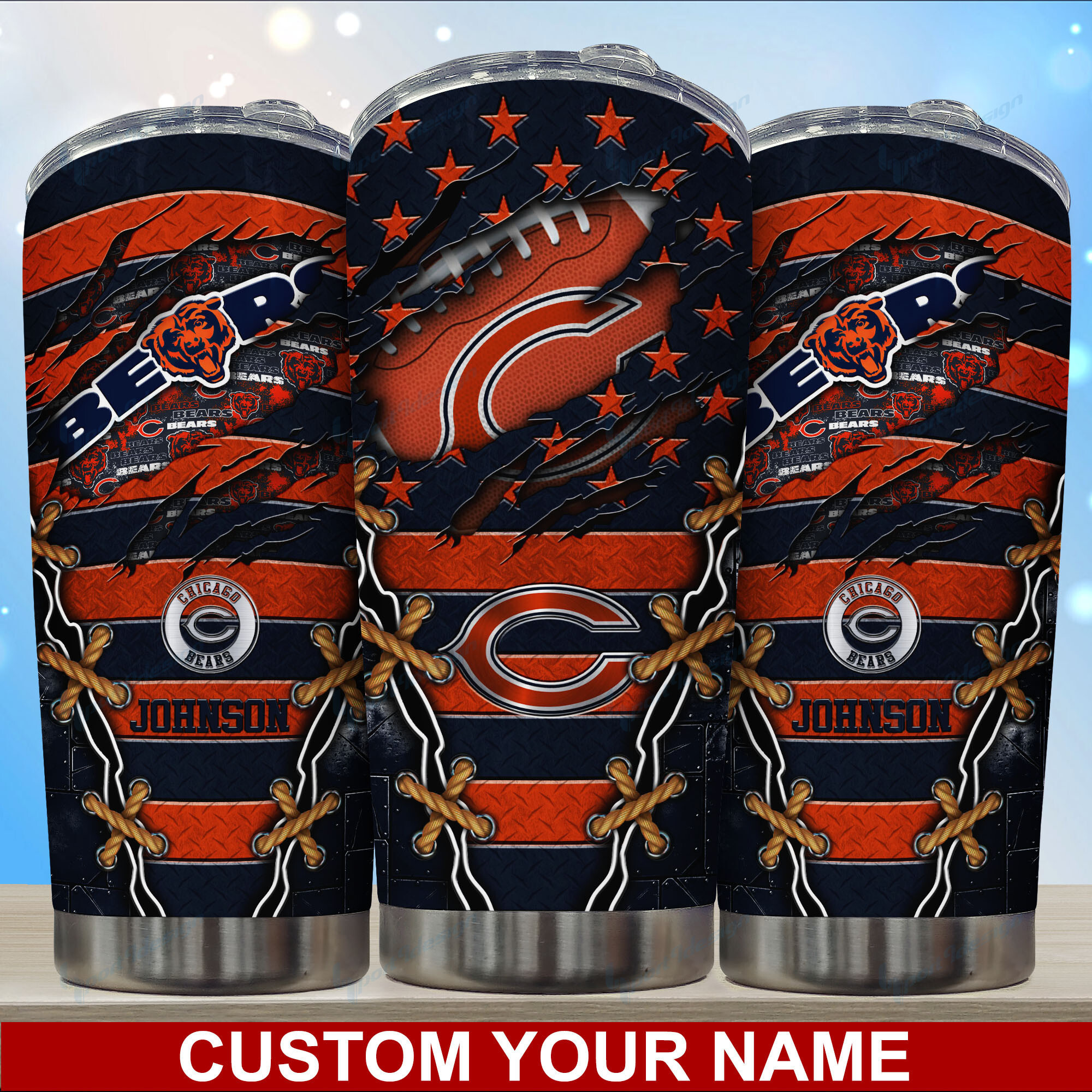 Chicago Bears Custom Name Tumbler - Personalized Edition