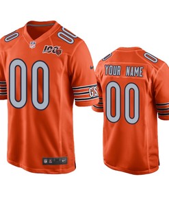 Chicago Bears Custom Orange 100th Season Game Jersey - Mens