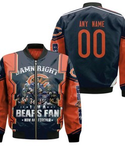 Chicago Bears Damn Right I Am A Bears Fan Now And Forever Great Team Gift With Custom Name Number For Bears Fans Bomber Jacket