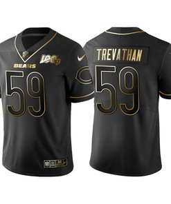 Chicago Bears Danny Trevathan 100th Anniversary Black Gold Logo Jersey