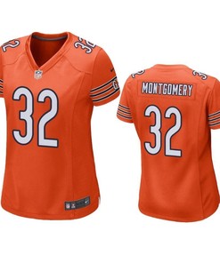 Chicago Bears David Montgomery 2019 Nfl Draft Orange Game Womens Jersey