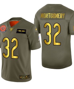 Chicago Bears David Montgomery 2019 Salute To Service Nfl 100 Mens Jersey Metallic