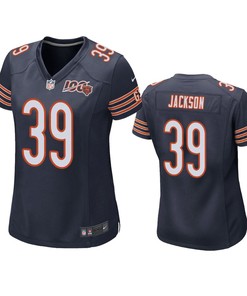 Chicago Bears Eddie Jackson Navy 100th Season Game Jersey - Womens