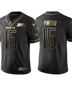 Chicago Bears Eddy Pineiro 100th Anniversary Black Gold Logo Jersey
