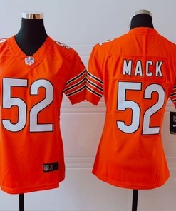 Chicago Bears Khalil Mack #52 Nfl 2020 Orange Womens Jersey